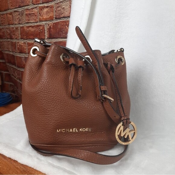 Michael Kors Pebbled Leather Mini Drawstring Bucket Bag - Picture 1 of 11